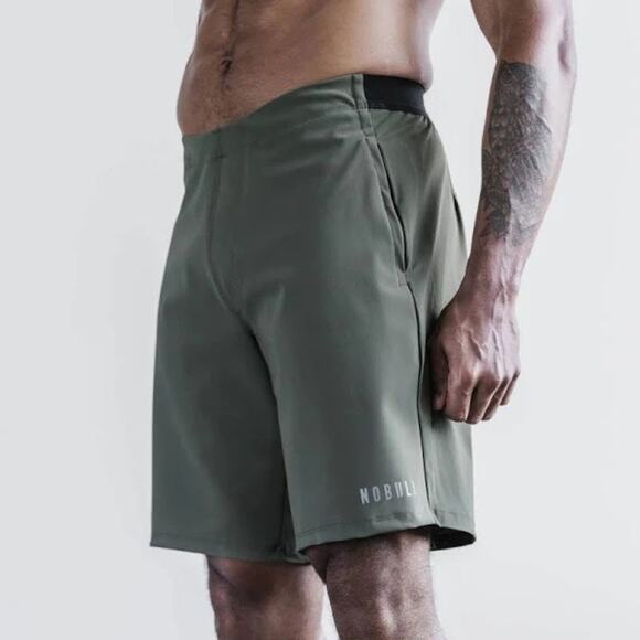 NoBull Men's Lightweight Stretch Shorts Army Green Gym Workout Size XXXL - Picture 1 of 7